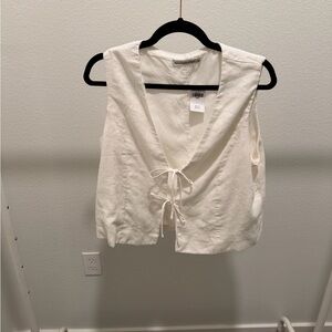 Abercrombie & Fitch Cream Tie-Front Blouse